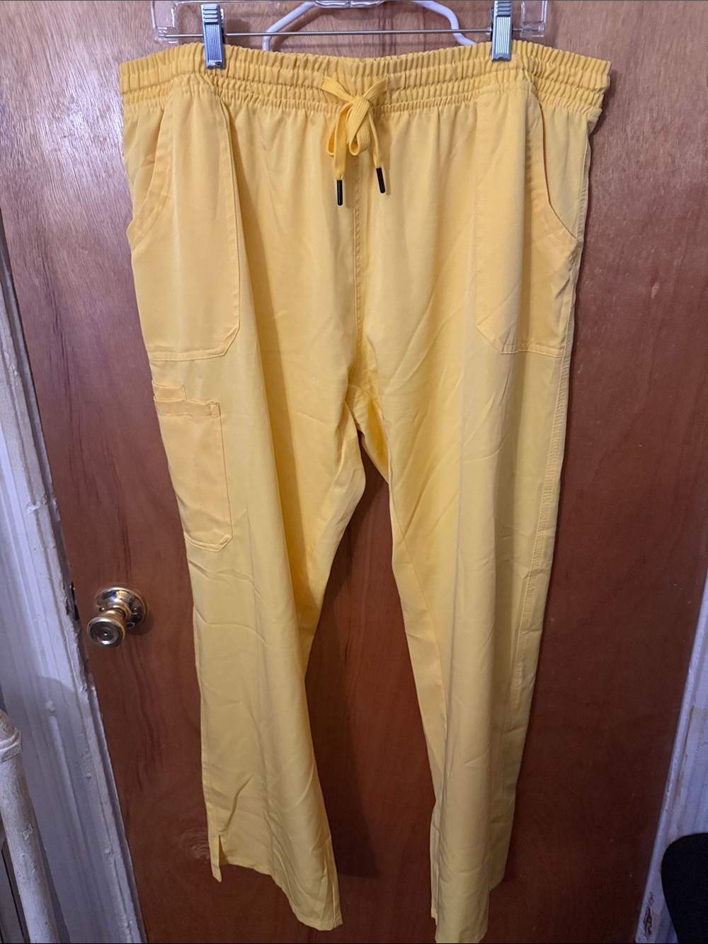 Women's Yellow Elastic-Waist Straight Leg Scrub Pants